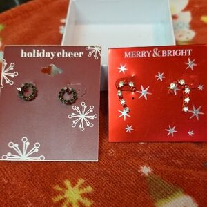 Kohl's Holiday Cheer and Merry & Bright Earrings Set - Red and Green
